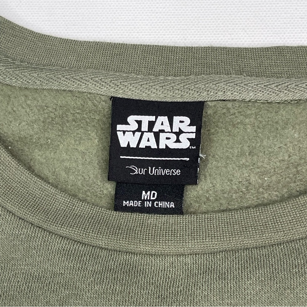Star Wars Sweatshirt Lucas Film 50th Anniversary Crew Fleece Inside Khaki Green - Picture 11 of 13